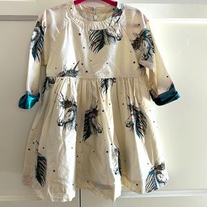 Pink Chicken cotton Unicorn print dress 2T